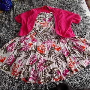 Flower Dresss and Pink Shawl